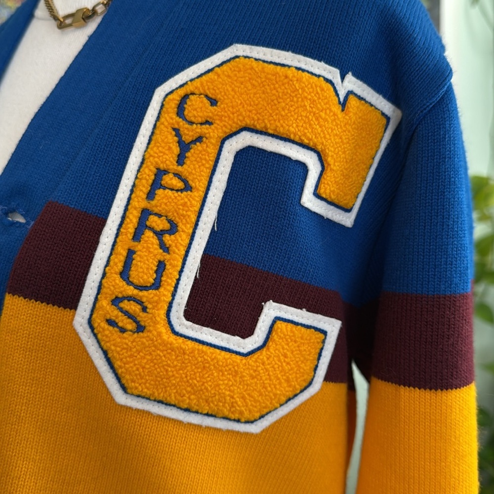 Cyprus Varsity Cardigan - Blue and Yellow - Picture 3 of 10